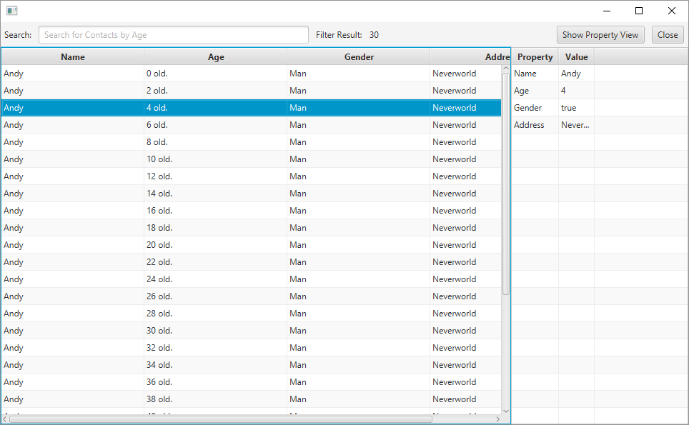 TableViewFX Example