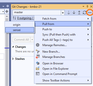 Visual Studio pull from sensei remote