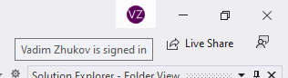 Visual Studio user profiles button